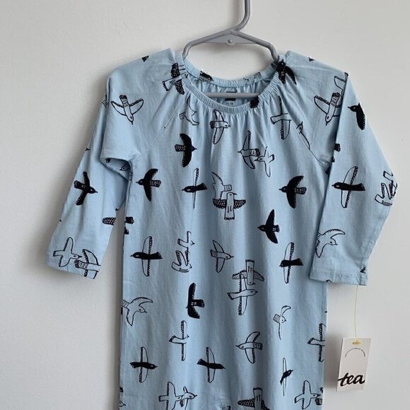 NWT Tea Collection Baby Girl Gathered Neck Seabirds print Romper - Picture 3 of 4